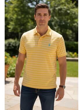 Polo Ralph Lauren Shirt Men's Performance Golf Striped Classic Yellow Size XL